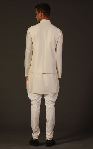 Rohit Bal-Ivory Chanderi Silk Bundi-INDIASPOPUP.COM