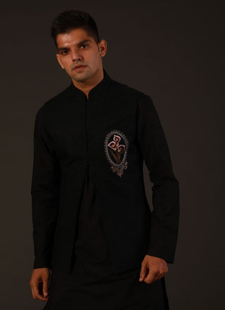 Rohit Bal-Black Matka Silk Bundi-INDIASPOPUP.COM