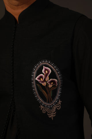 Rohit Bal-Black Matka Silk Bundi-INDIASPOPUP.COM