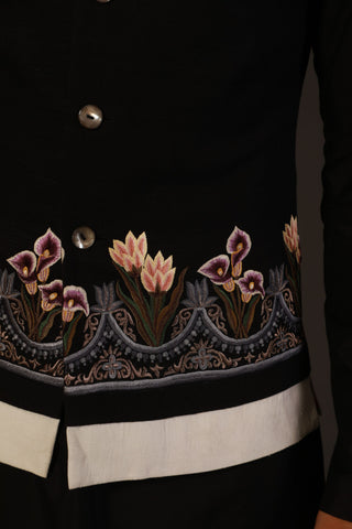 Rohit Bal-Black Silk Bundi-INDIASPOPUP.COM