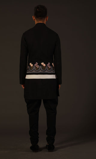 Rohit Bal-Black Silk Bundi-INDIASPOPUP.COM