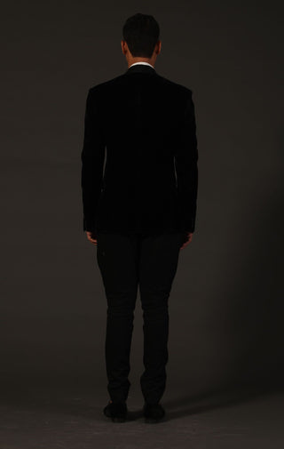 Rohit Bal-Black Silk Tuxedo Jacket-INDIASPOPUP.COM