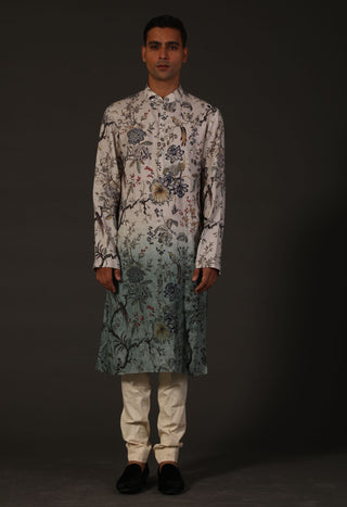 Rohit Bal-Ivory Printed Kurta With Churidar-INDIASPOPUP.COM