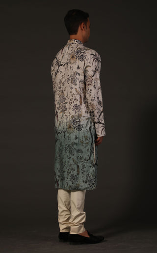 Rohit Bal-Ivory Printed Kurta With Churidar-INDIASPOPUP.COM