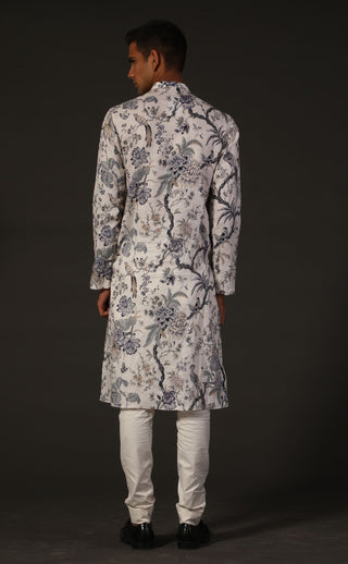 Rohit Bal-Ivory Floral Kurta With Churidar-INDIASPOPUP.COM