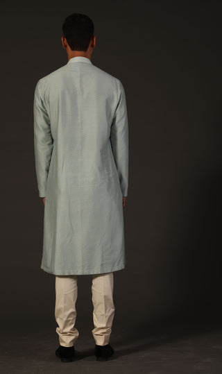 Rohit Bal-Powder Blue Kurta With Churidar-INDIASPOPUP.COM