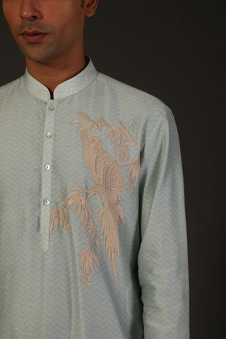 Rohit Bal-Powder Blue Kurta With Churidar-INDIASPOPUP.COM