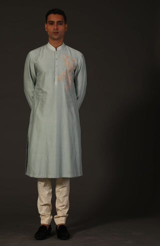Rohit Bal-Powder Blue Kurta With Churidar-INDIASPOPUP.COM