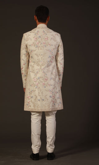 Rohit Bal-Ivory Chanderi Silk Sherwani-INDIASPOPUP.COM