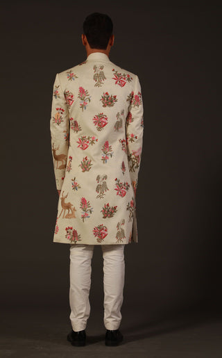 Rohit Bal-Ivory Chanderi Silk Sherwani-INDIASPOPUP.COM