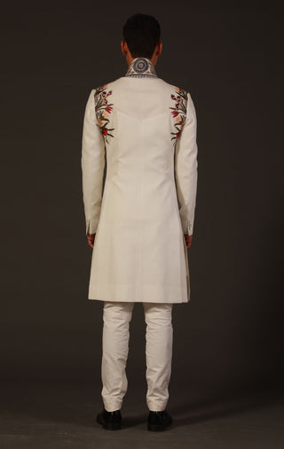 Rohit Bal-Ivory Embroidery Sherwani-INDIASPOPUP.COM