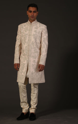 Rohit Bal-Powder Pink Chanderi Silk Sherwani-INDIASPOPUP.COM