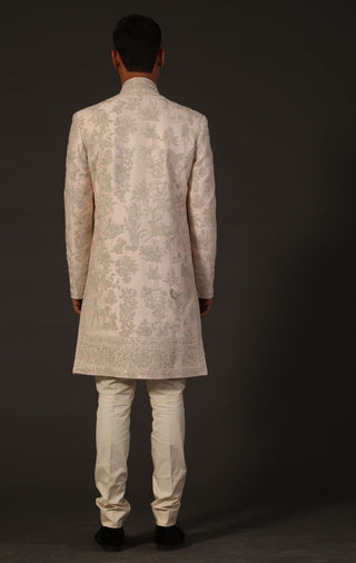Rohit Bal-Powder Pink Chanderi Silk Sherwani-INDIASPOPUP.COM