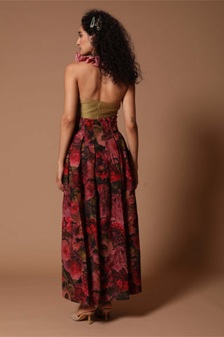 Rohit Bal-Floral Skirt With Crop Top-INDIASPOPUP.COM