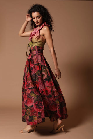 Rohit Bal-Floral Skirt With Crop Top-INDIASPOPUP.COM