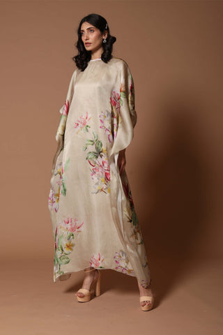 Rohit Bal-Mint Floral Print Kaftan-INDIASPOPUP.COM