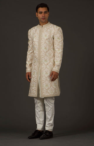 Rohit Bal-Ivory Matka Silk Sherwani-INDIASPOPUP.COM