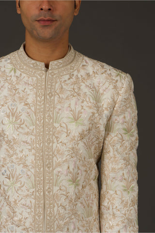 Rohit Bal-Ivory Matka Silk Sherwani-INDIASPOPUP.COM