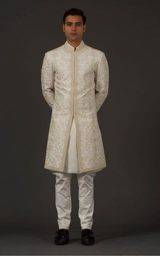 Rohit Bal-Ivory Embroidery Sherwani-INDIASPOPUP.COM