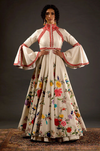 Rohit Bal-Ivory Embroidered Anarkali Set-INDIASPOPUP.COM