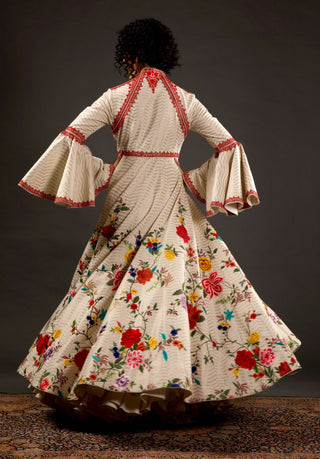 Rohit Bal-Ivory Embroidered Anarkali Set-INDIASPOPUP.COM