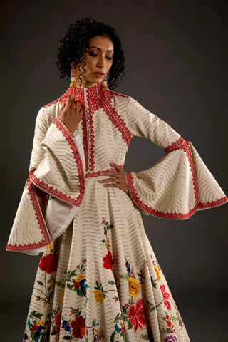Rohit Bal-Ivory Embroidered Anarkali Set-INDIASPOPUP.COM