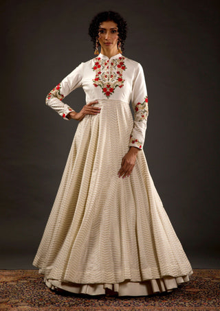 Rohit Bal-Ivory Embroidered Anarkali Set-INDIASPOPUP.COM