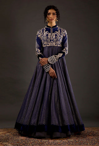 Rohit Bal-Indigo Embroidered Anarkali Set-INDIASPOPUP.COM