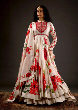 Rohit Bal-Ivory Printed Anarkali Set-INDIASPOPUP.COM