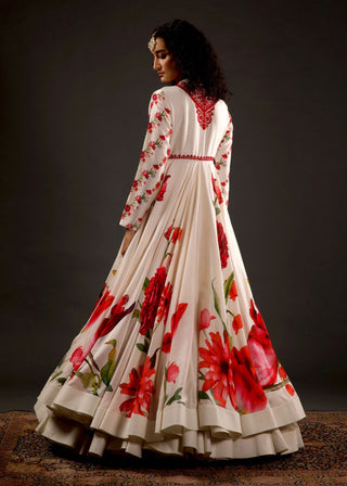 Rohit Bal-Ivory Printed Anarkali Set-INDIASPOPUP.COM