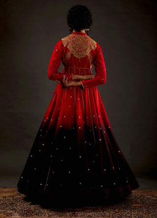 Rohit Bal-Bindi Red Embroidered Anarkali Set-INDIASPOPUP.COM