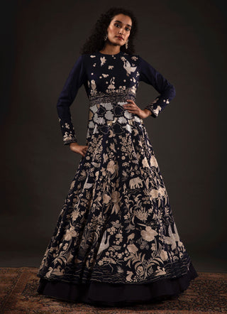 Rohit Bal-Indigo Embroidered Anarkali Set-INDIASPOPUP.COM