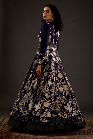Rohit Bal-Indigo Embroidered Anarkali Set-INDIASPOPUP.COM