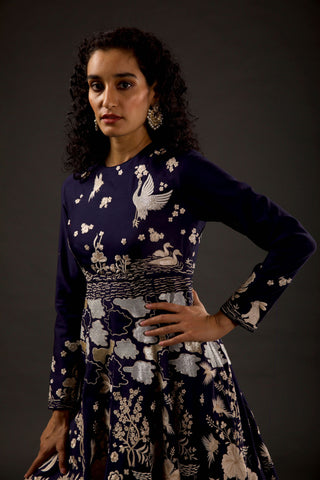 Rohit Bal-Indigo Embroidered Anarkali Set-INDIASPOPUP.COM