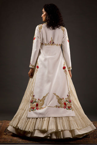 Rohit Bal-Ivory Embroidered Split Anarkali Set-INDIASPOPUP.COM
