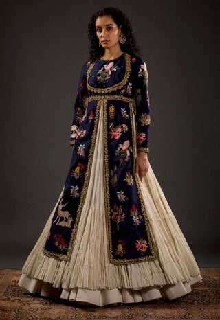 Rohit Bal-Indigo Embroidered Split Anarkali Set-INDIASPOPUP.COM