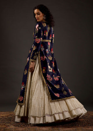 Rohit Bal-Indigo Embroidered Split Anarkali Set-INDIASPOPUP.COM