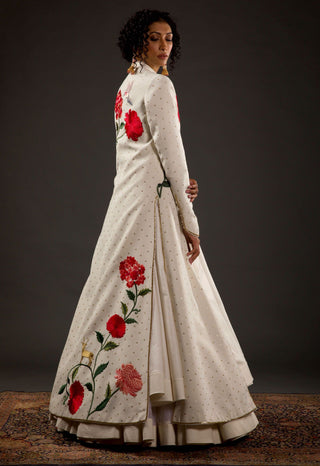 Rohit Bal-Ivory Embroidered Long Jacket-INDIASPOPUP.COM