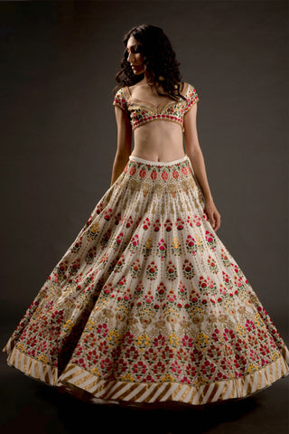 Rohit Bal-Ivory Embroidered Lehenga Set-INDIASPOPUP.COM