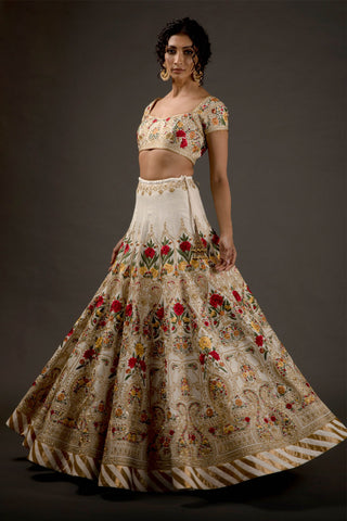 Rohit Bal-Ivory Embroidered Lehenga Set-INDIASPOPUP.COM