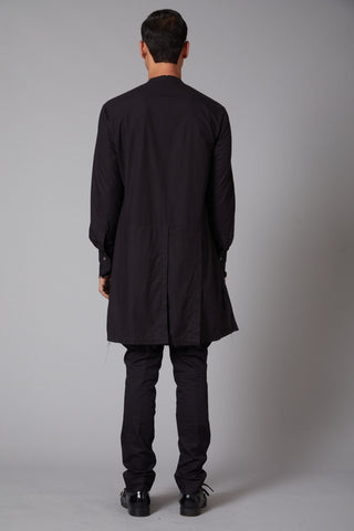 Balance By Rohit Bal-Black Poplin Embroidered Shirt-INDIASPOPUP.COM