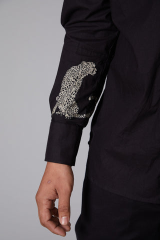 Balance By Rohit Bal-Black Poplin Shirt-INDIASPOPUP.COM