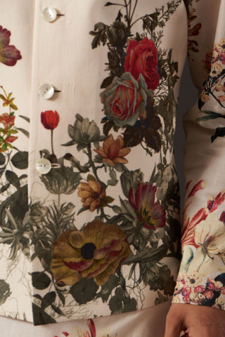 Balance By Rohit Bal-Ivory Floral Digital Printed Bundi-INDIASPOPUP.COM