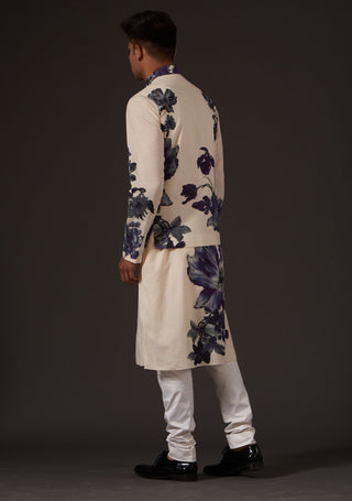 Balance By Rohit Bal-Ivory Floral Digital Printed Bundi-INDIASPOPUP.COM