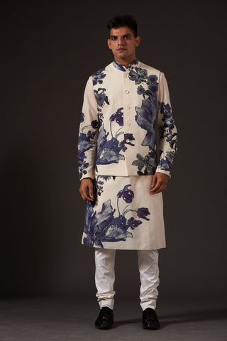 Balance By Rohit Bal-Ivory Floral Digital Printed Bundi-INDIASPOPUP.COM