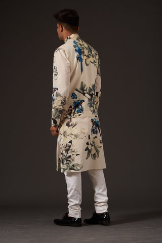 Balance By Rohit Bal-Ivory Floral Digital Printed Bundi-INDIASPOPUP.COM
