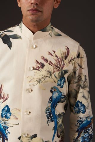 Balance By Rohit Bal-Ivory Floral Digital Printed Bundi-INDIASPOPUP.COM