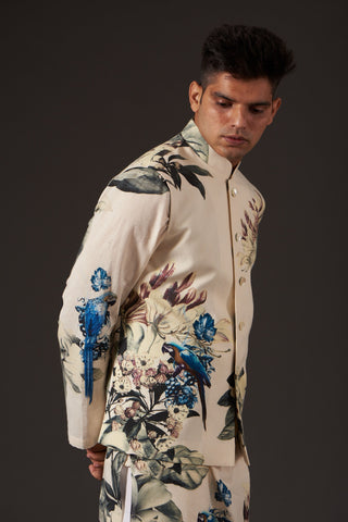 Balance By Rohit Bal-Ivory Floral Digital Printed Bundi-INDIASPOPUP.COM