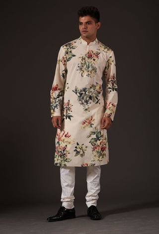 Balance By Rohit Bal-Ivory Floral Digital Printed Kurta-INDIASPOPUP.COM