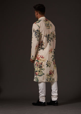 Balance By Rohit Bal-Ivory Floral Digital Printed Kurta-INDIASPOPUP.COM